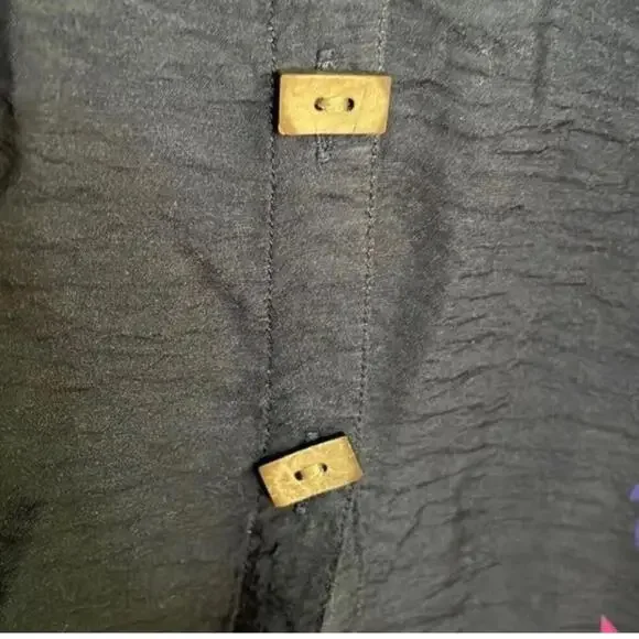 Multiples collared wood button down long sleeve, blouse, paisley print top - Picture 4 of 11